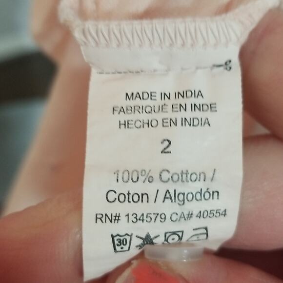 Sundry Light Pink Gauze Cotton Button Down Shirt with Hearts - Picture 5 of 7